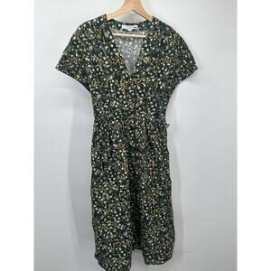 LK Bennett Womens Eva Floral Shirt Button Midi Dress Size 6 Black Trad Wife